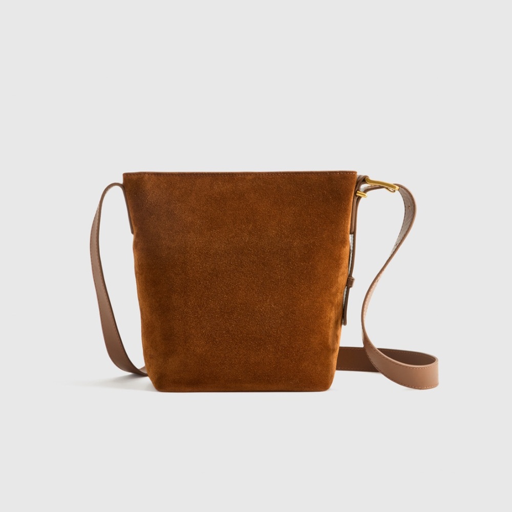 Quince Italian Suede Crossbody Bag in Brown